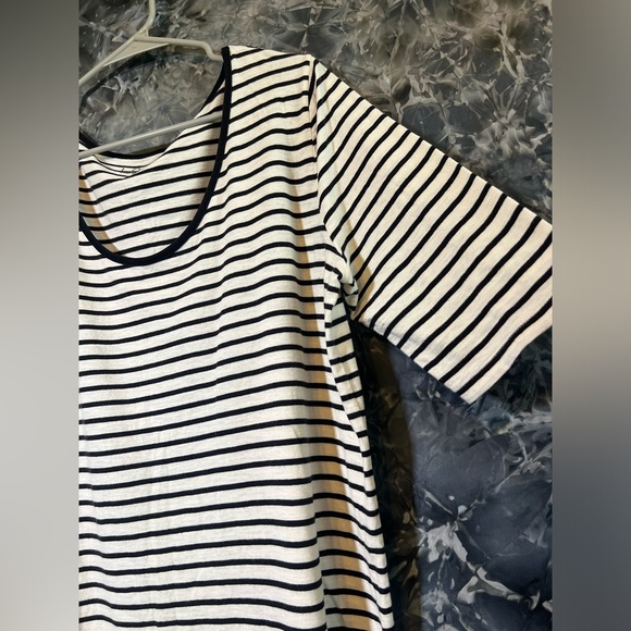 LOFT vintage soft short sleeve crewneck black & cream striped T-shirt top blouse - Picture 3 of 6